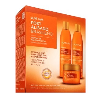 Kativa Post Brazilian Straightening Kit Sada Po Narovnaní Vlasov Keratínom 2 X 225 Ml + 150 Ml