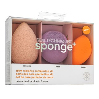 Real Techniques Sponge+ Glow Radiance Complexion Kit 3pcs Sada Pre Zjednotenú A Rozjasnenú Pleť